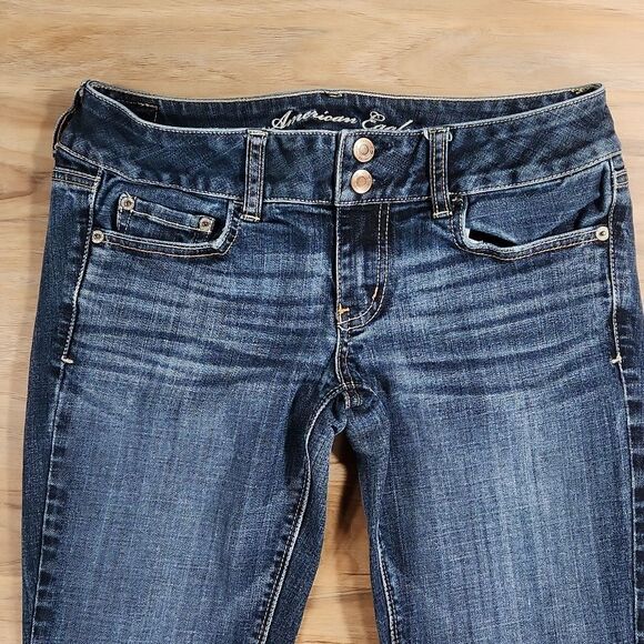 🐞American Eagle Blue Stretch Artist Bootcut Jeans Size 6/28 - Picture 6 of 12